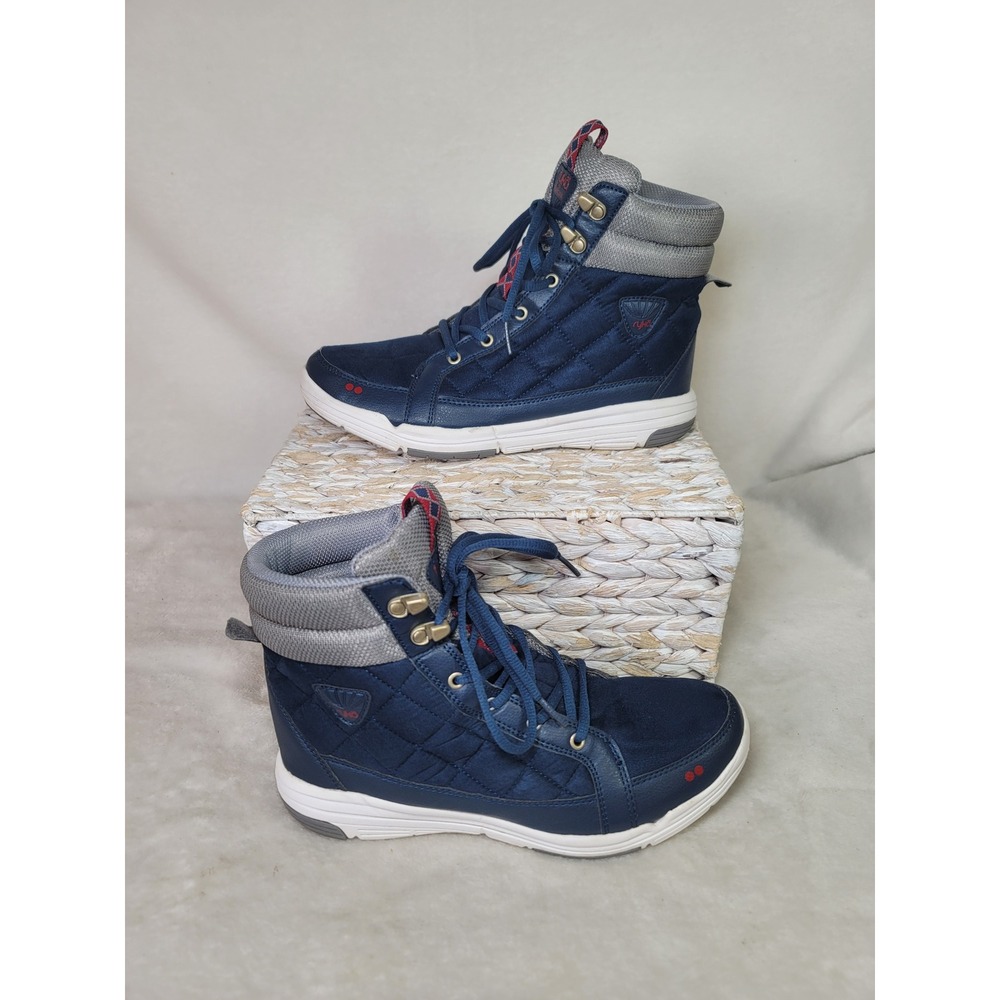 Ryka Aurora Gorpcore Navy Blue Quilted High Top Walking Winter Boots Size 9M